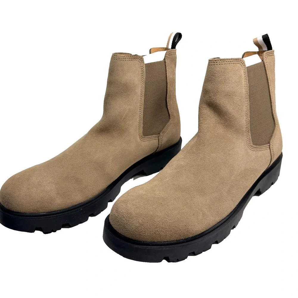HUGO BOSS Adley Suede Chelsea Boots Men's Size 13 US / EU 46 Medium Beige NWOB